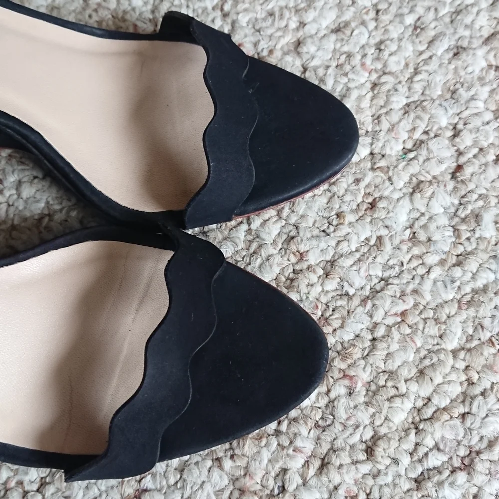 Loeffler Randall suede leather Piper Wedge in black size 7.5